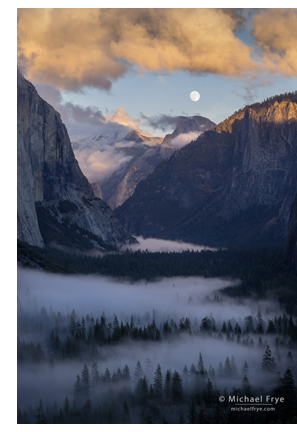 Moon and Half Dome photo by Michael Frye, Sun to Moon Gallery
