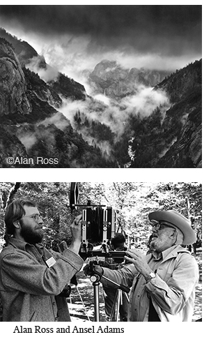 "Bridalveil Fall" fine print by Alan Ross and photo of Alan Ross with Ansel Adams