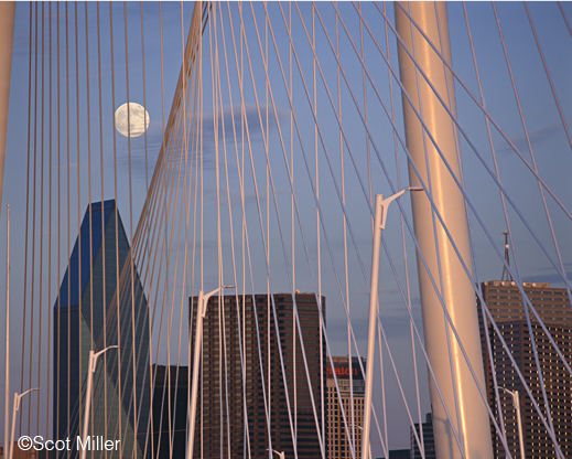 Photograph of the Margaret Hunt Hill Bridge, Dallas, TX by Scot Miller, at Sun to Moon Gallery