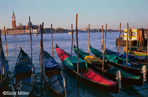 Fine photographic print of Venice, Italy gondolas by Scot Miller, at Sun to Moon Gallery